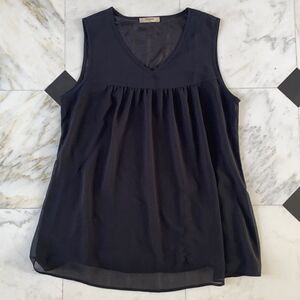 Timeson Black Chiffon V-neck Tank Top